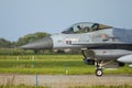 Leeuwarden Netherlands Oct. 4 2021 F-16 preparing for take off Royalty Free Stock Photo