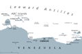 Leeward Antilles, a Caribbean island chain, gray political map Royalty Free Stock Photo