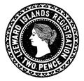 Leeward Islands Two Pence Registration Envelope in 1891, vintage illustration