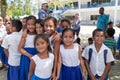 Lefaga, Upolu, Samoa - August 2, 2018: Primary school children p