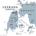 Lefkada, regional unit, part of Greek Ionian Islands, gray political map