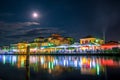 Lefkas Lefkada town, amazing view at the small marina for the fishing boats with the nice wooden bridge and promenade, Ionian is