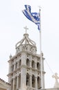 Lefkes, Paros, Greek Island church cathedral Greece national fl Royalty Free Stock Photo