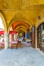 LEFKOSA, CYPRUS, AUGUST 29, 2017: Arcade of Buyuk Han in Lefkosa, Cyprus