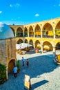 LEFKOSA, CYPRUS, AUGUST 24, 2017: View of a former merchant hotel - buyuk han - which has been converted into a modern tourist Royalty Free Stock Photo