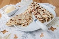 Lefse served on a plate