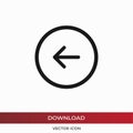 Left arrow, Back button vector icon in modern design style for web site and mobile app Royalty Free Stock Photo