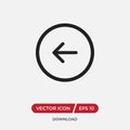 Left arrow, Back button vector icon in modern design style for web site and mobile app Royalty Free Stock Photo