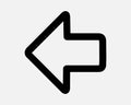 Left Arrow Line Icon Turn Side Turning Escape Route Exit Path Road Sign Traffic Symbol West Direction Navigation Previous Vector