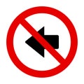 Left arrow and prohibition sign