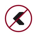 Left arrow with a red slash, left-prohibited sign v.5