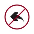 Left arrow with a red slash, left-prohibited sign v.2