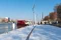 Left bank of the river Seine after a snowfall - Paris, France Royalty Free Stock Photo