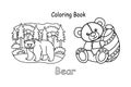 Black and white illustration featuring two bear-related drawings for a coloring book. Royalty Free Stock Photo
