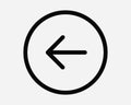 Left Circle Arrow Point Arrowhead Pointing Pointer Round Circular Button Side Beside Next Before Previous Icon Sign Line Vector