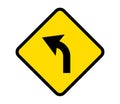 Left Curve Ahead Sign, Left Curve Symbol
