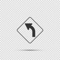 Left Curve Ahead Sign on transparent background