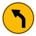 Left curve ahead traffic on white background. flat style. left curve traffic sign Royalty Free Stock Photo