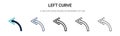 Left curve icon in filled, thin line, outline and stroke style. Vector illustration of two colored and black left curve vector Royalty Free Stock Photo