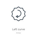 Left curve icon. Thin linear left curve outline icon isolated on white background from arrows collection. Line vector sign, symbol Royalty Free Stock Photo