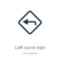 Left curve sign icon vector. Trendy flat left curve sign icon from user interface collection isolated on white background. Vector Royalty Free Stock Photo