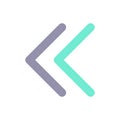 Left double arrow flat color ui icon