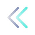 Left double arrow flat gradient color ui icon