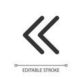 Left double arrow pixel perfect linear ui icon Royalty Free Stock Photo