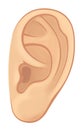 Left ear of man or woman. Illustration with volume elements. Isolated on a white background