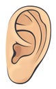 Left ear of man or woman. Illustration with volume elements. Isolated on a white background