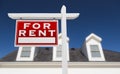 Left Facing For Rent Real Estate Sign In Front of House Royalty Free Stock Photo