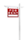 Left Facing For Rent Real Estate Sign Isolated on White Royalty Free Stock Photo