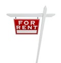 Left Facing For Rent Real Estate Sign Isolated on White Royalty Free Stock Photo