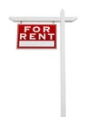 Left Facing For Rent Real Estate Sign Isolated on White Royalty Free Stock Photo