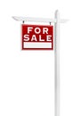 Left Facing For Sale Real Estate Sign Isolated on White Royalty Free Stock Photo