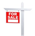 Left Facing For Sale Real Estate Sign Isolated on a White Background. Royalty Free Stock Photo