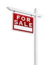 Left Facing For Sale Real Estate Sign Isolated on a White Background. Royalty Free Stock Photo