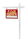 Left Facing Sold For Sale Real Estate Sign on White