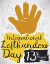 Painted Hand with Doodles to Celebrate International Left Handers Day, Vector Illustration