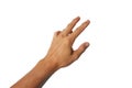 Left hand of a healthy 40 year old Asian man in a gesture on a white background Royalty Free Stock Photo