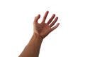 Left hand of a healthy 40 year old Asian man in a gesture on a white background Royalty Free Stock Photo