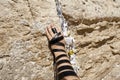 Phylacteries Wrapped Hand on the Western Wall