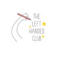The left-handed club symbol. Left hand holds a pen and writes. Vector illustration for left-handers resources like websites,