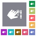 Left handed scroll down gesture square flat icons Royalty Free Stock Photo