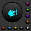 Left handed scroll up gesture dark push buttons with color icons Royalty Free Stock Photo
