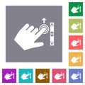 Left handed scroll up gesture square flat icons Royalty Free Stock Photo