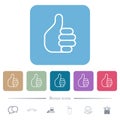 Left handed thumbs up outline flat icons on color rounded square backgrounds