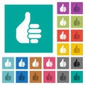 Left handed thumbs up solid square flat multi colored icons Royalty Free Stock Photo