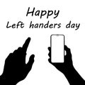 Left hander day silhouette on white background Royalty Free Stock Photo