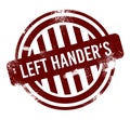 Left Hander's Day - red round grunge button, stamp